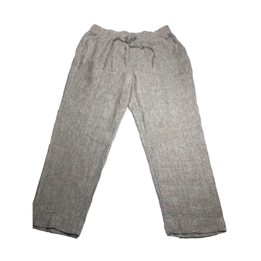 Athleta Retreat Linen High Rise Ankle Pant Size L Pyrite Brown 851027
